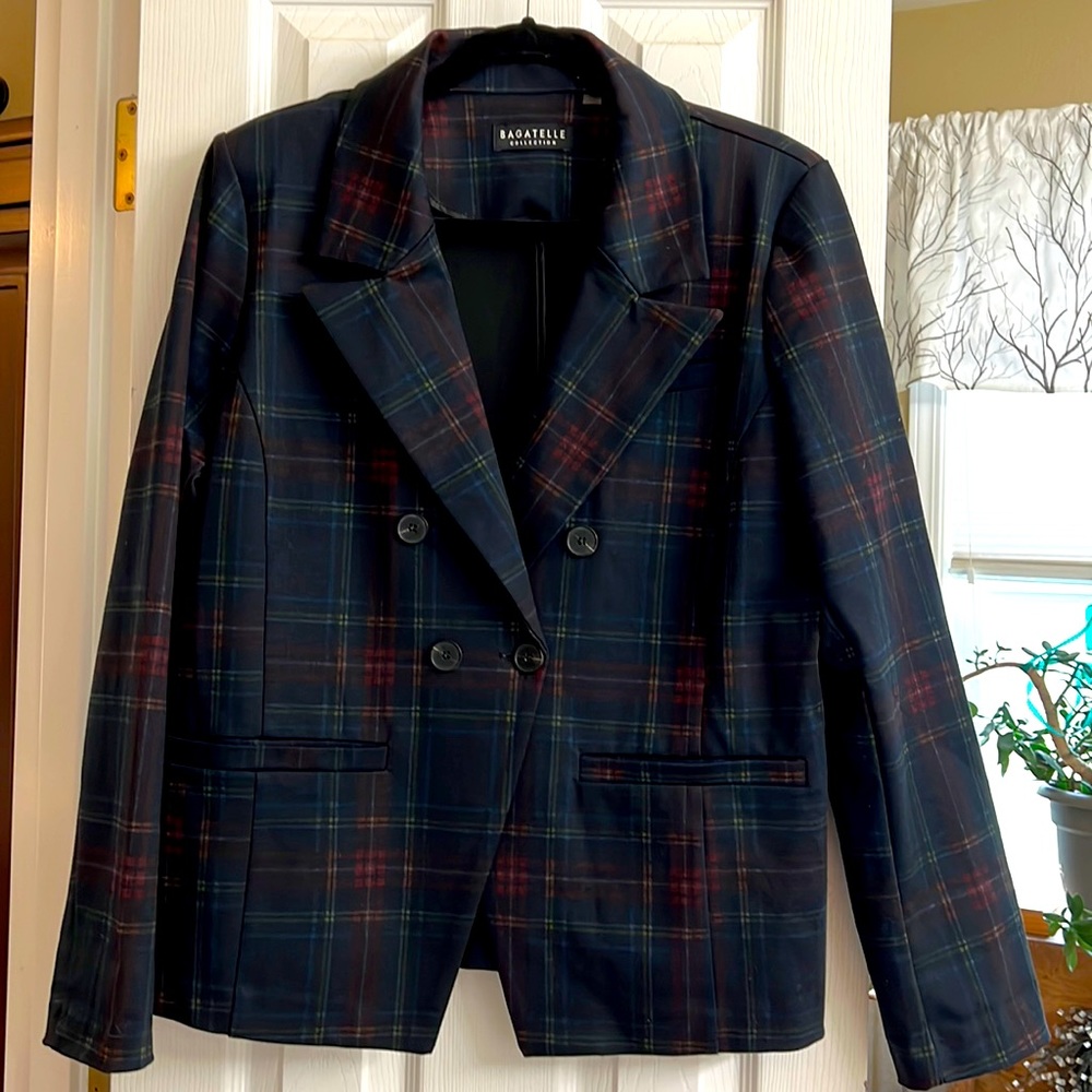 Bagatelle double breasted tartan blazer